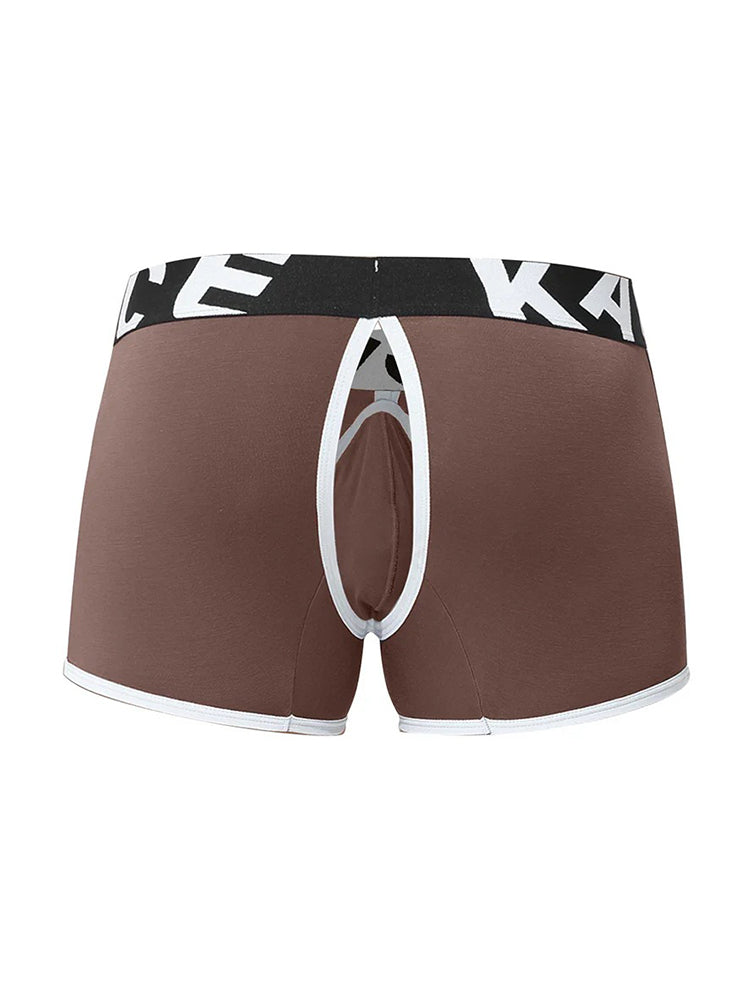 2 Pack Men's Sexy Modal Trunks with Open Front & Back and Removable Pouch