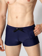 Men's Solid Color Breathable Stretch Swim Trunks