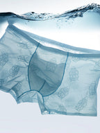 4 Pack Men's Ice Silk Antibacterial Mid-Rise Seamless Comfort Trunks