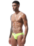 Mens U Convex Pouch Drawstring Solid Swimming Briefs