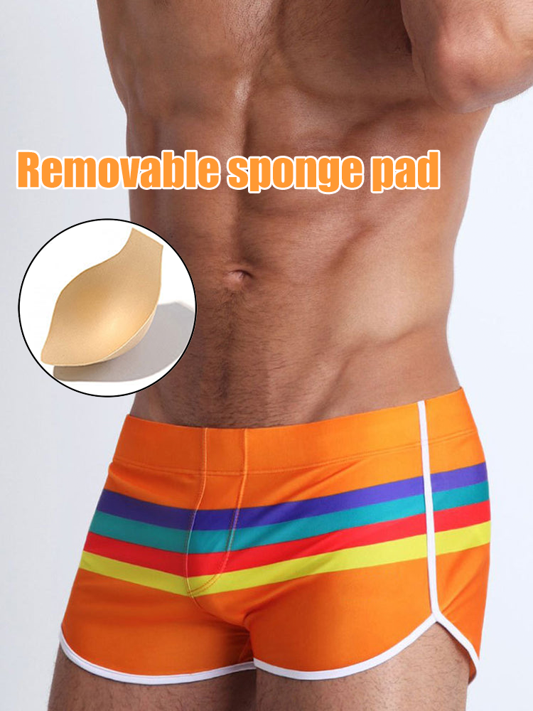 Men's Rainbow Striped Swimming Trunks