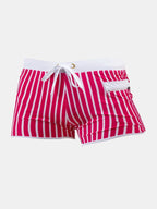 Mens Striped Quick Dry Lining Swim Trunks