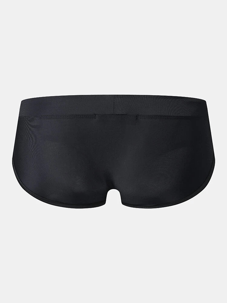 Men Sexy Sheer Patchwork Swim Briefs