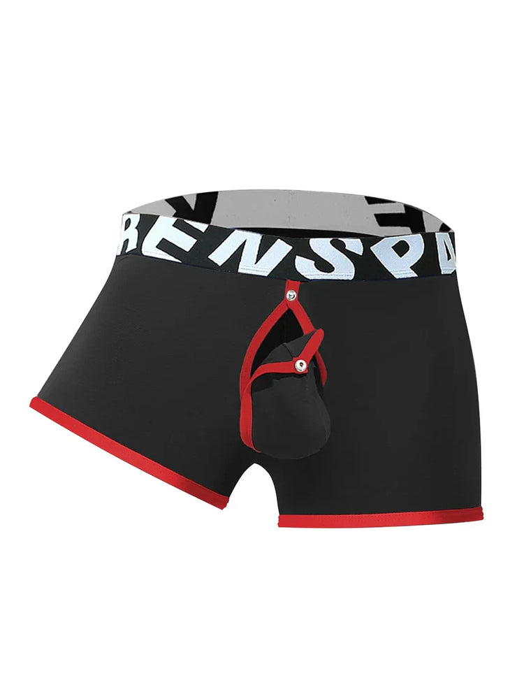 2 Pack Men's Sexy Modal Trunks with Open Front & Back and Removable Pouch