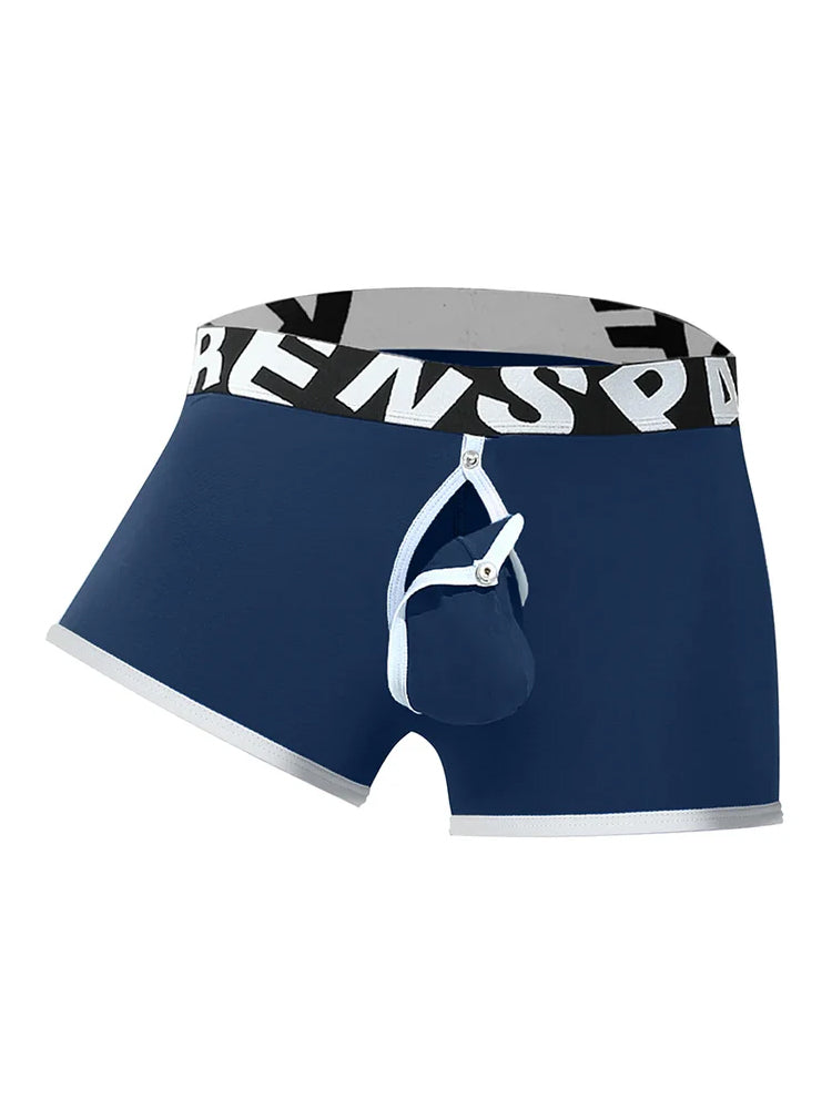 2 Pack Men's Sexy Modal Trunks with Open Front & Back and Removable Pouch