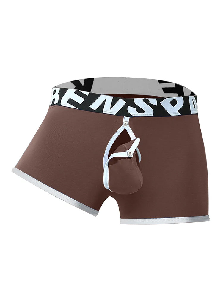 2 Pack Men's Sexy Modal Trunks with Open Front & Back and Removable Pouch