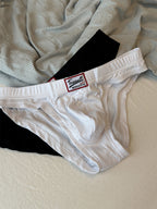 2 Pack Men's Ribbed Briefs with Decorative Button and Contour U-Pouch