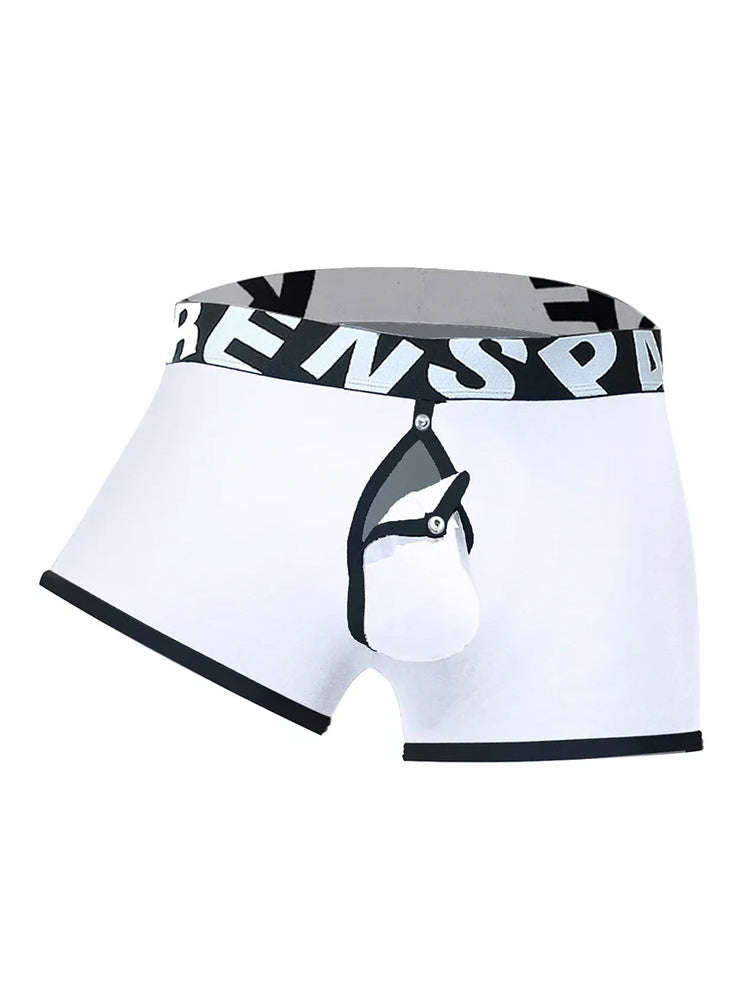 2 Pack Men's Sexy Modal Trunks with Open Front & Back and Removable Pouch