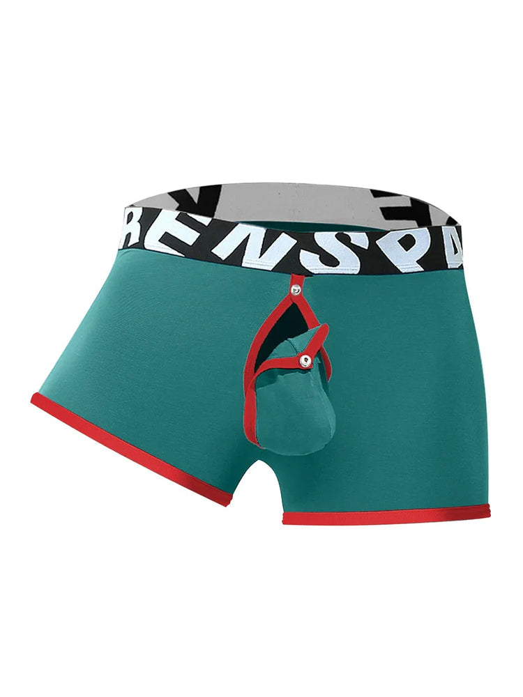 2 Pack Men's Sexy Modal Trunks with Open Front & Back and Removable Pouch