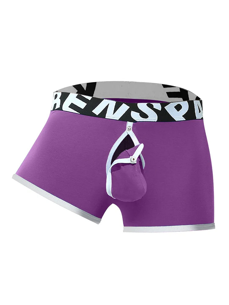 2 Pack Men's Sexy Modal Trunks with Open Front & Back and Removable Pouch