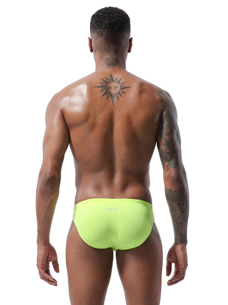 Mens U Convex Pouch Drawstring Solid Swimming Briefs
