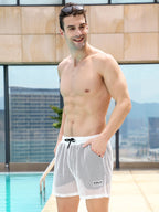 Mens Mesh Loose See Through Swim Shorts