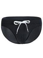 Mens U Convex Pouch Drawstring Solid Swimming Briefs
