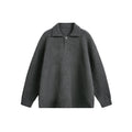 Lapel fleece knitted sweater Rock Ash