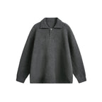 Lapel fleece knitted sweater Rock Ash
