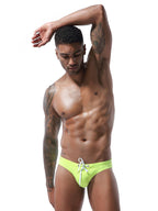 Mens U Convex Pouch Drawstring Solid Swimming Briefs