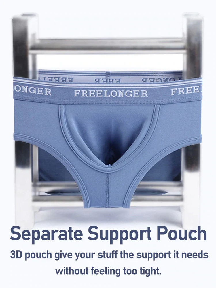 FreeLonger Men's Comfy Separate Support Pouch Trunks