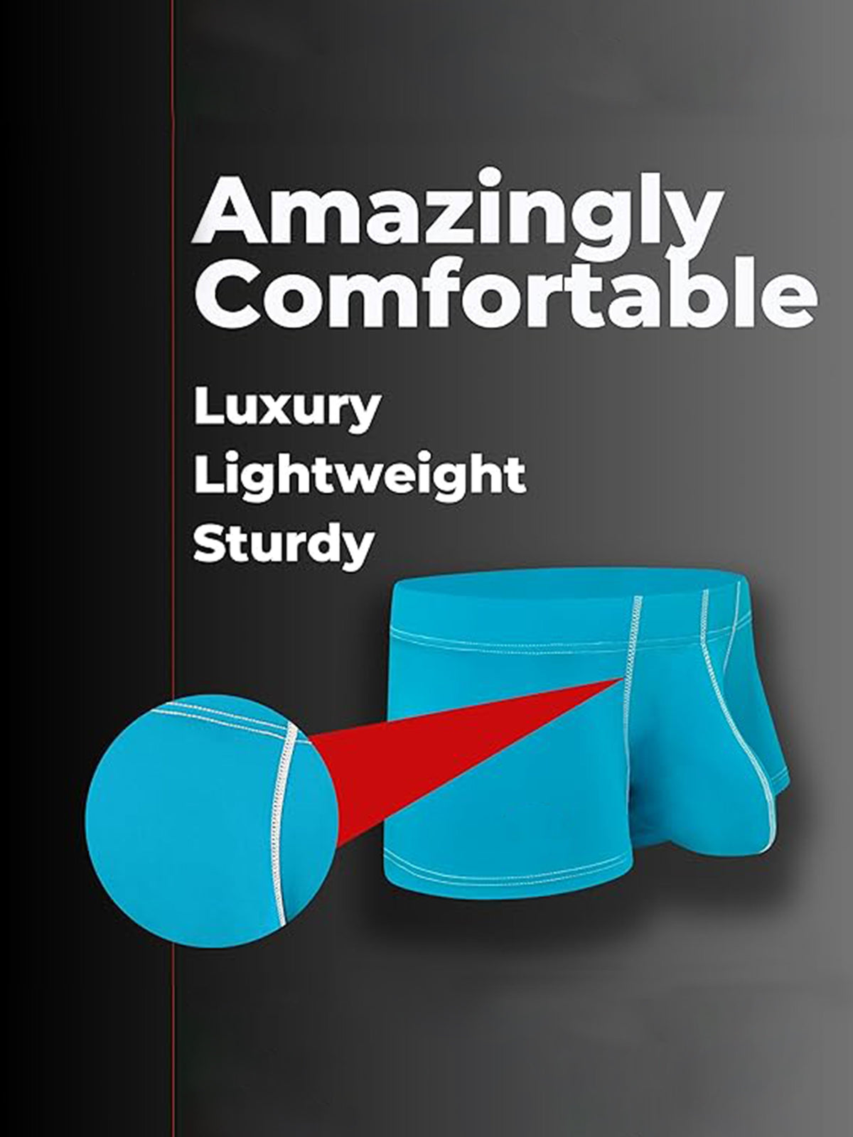 3 Pack Men's Large Pouch Contrast Binding Trunks