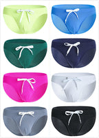 Mens U Convex Pouch Drawstring Solid Swimming Briefs