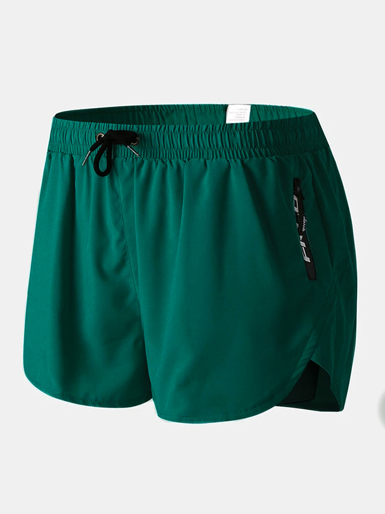 Men's 2-in-1 Quick Dry Stretch Board Shorts with Boxer Liner & Zipper Pockets