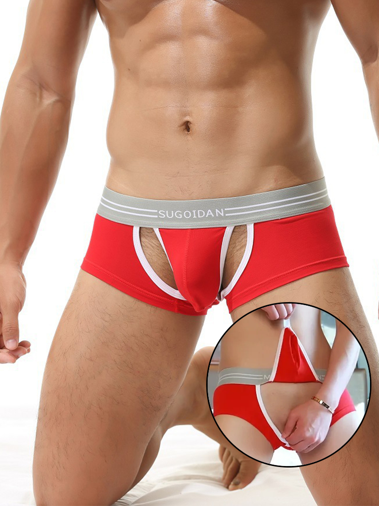 3 Pack Men’s Sexy Cutout Trunks with Lift-up Pouch