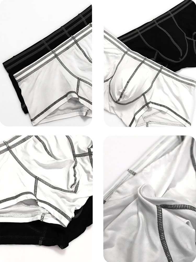 2 Pack Men's Sporty Breathable U Convex Pouch Trunks
