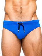 Men's Solid Swimming Briefs Drawstring Bikini