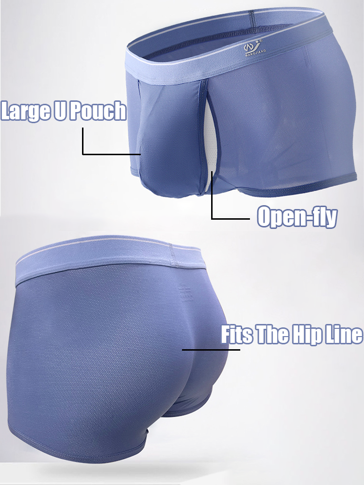 2 Pack Men's Breathable Mesh Trunks with Fly