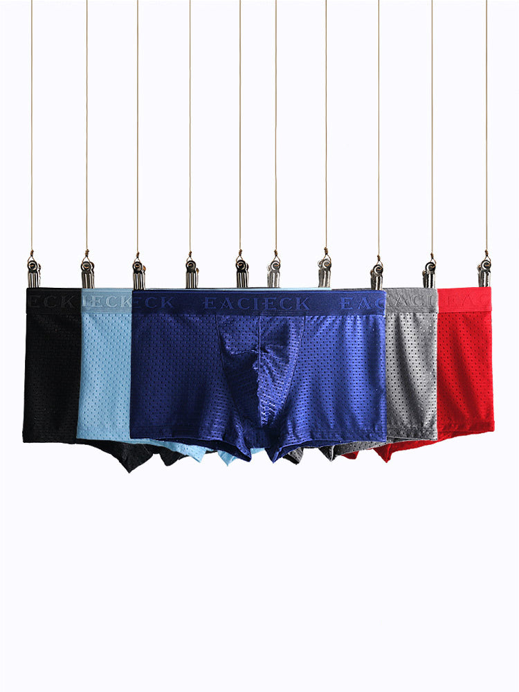 Men's Mesh Thin Ice Silk High-Stretch Comfy Waistband Trunks