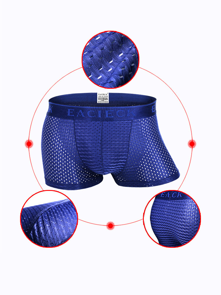 Men's Mesh Thin Ice Silk High-Stretch Comfy Waistband Trunks