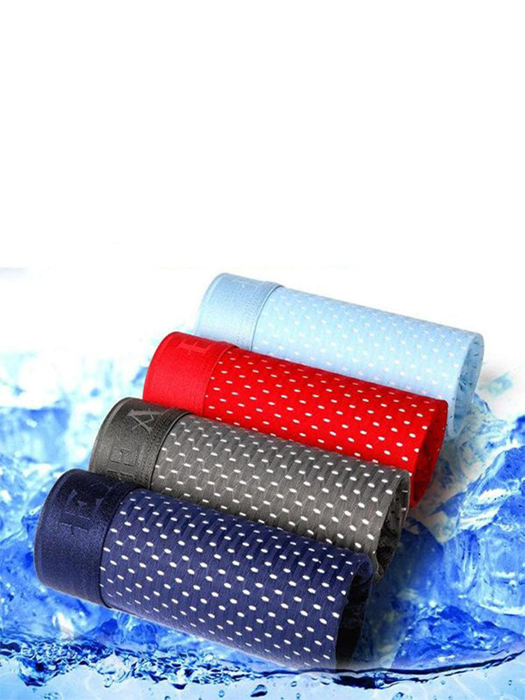 Men's Mesh Thin Ice Silk High-Stretch Comfy Waistband Trunks