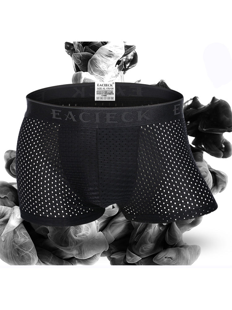 Men's Mesh Thin Ice Silk High-Stretch Comfy Waistband Trunks
