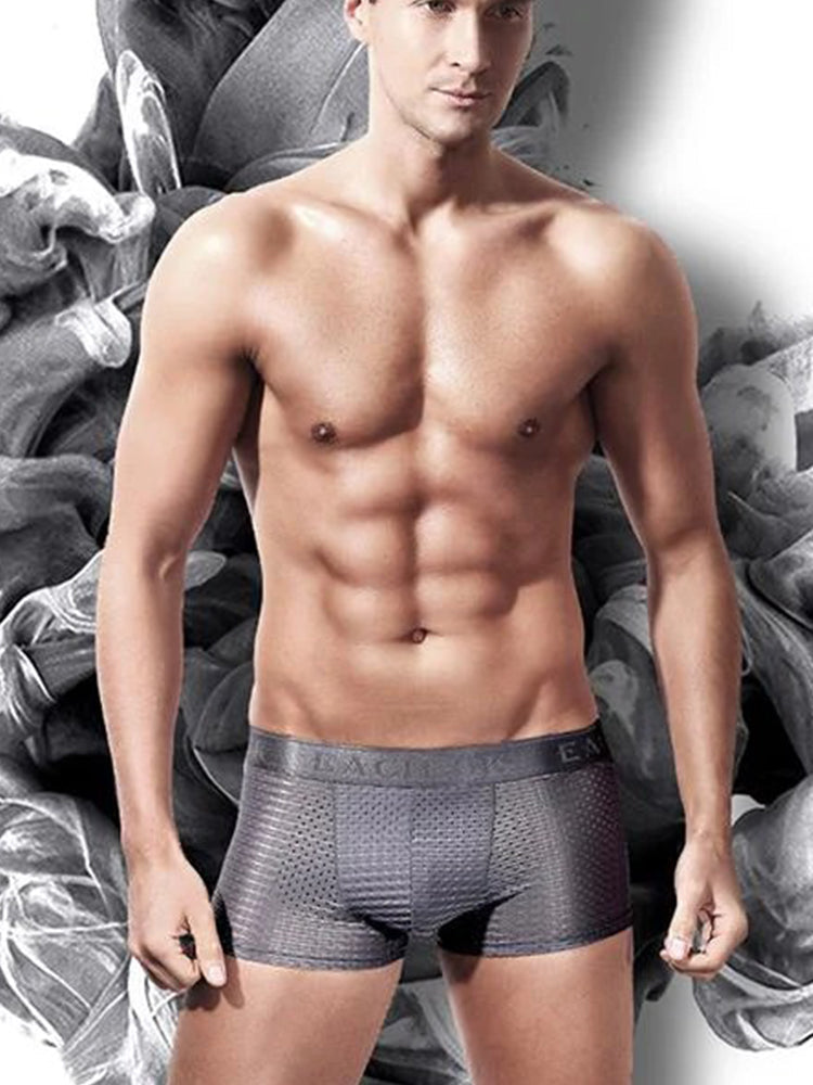Men's Mesh Thin Ice Silk High-Stretch Comfy Waistband Trunks