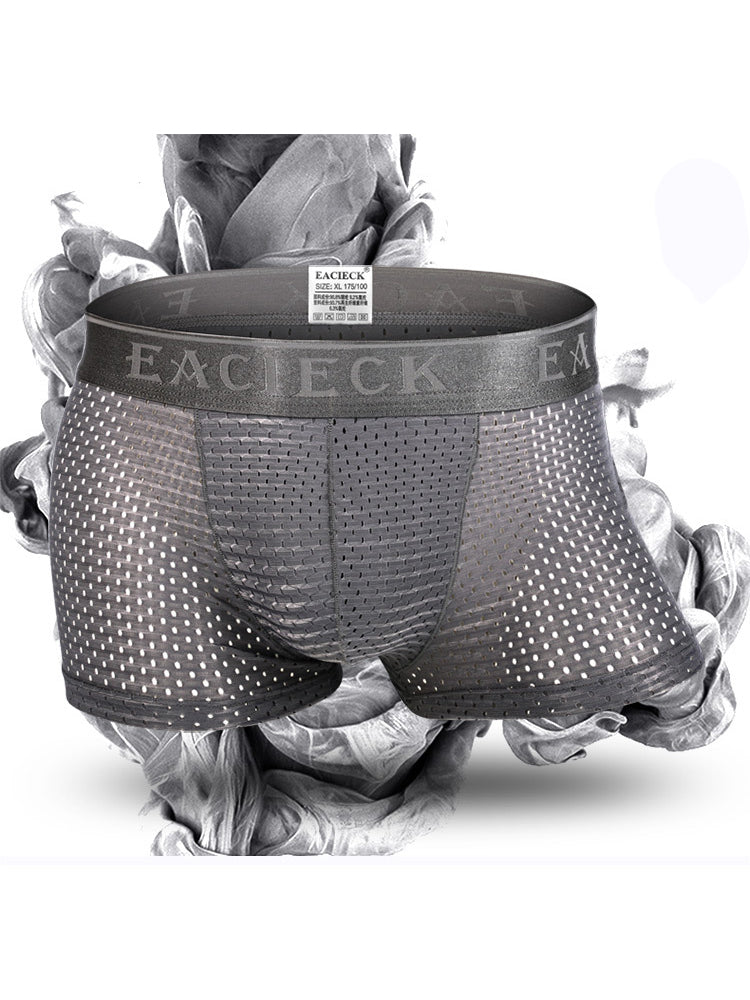 Men's Mesh Thin Ice Silk High-Stretch Comfy Waistband Trunks