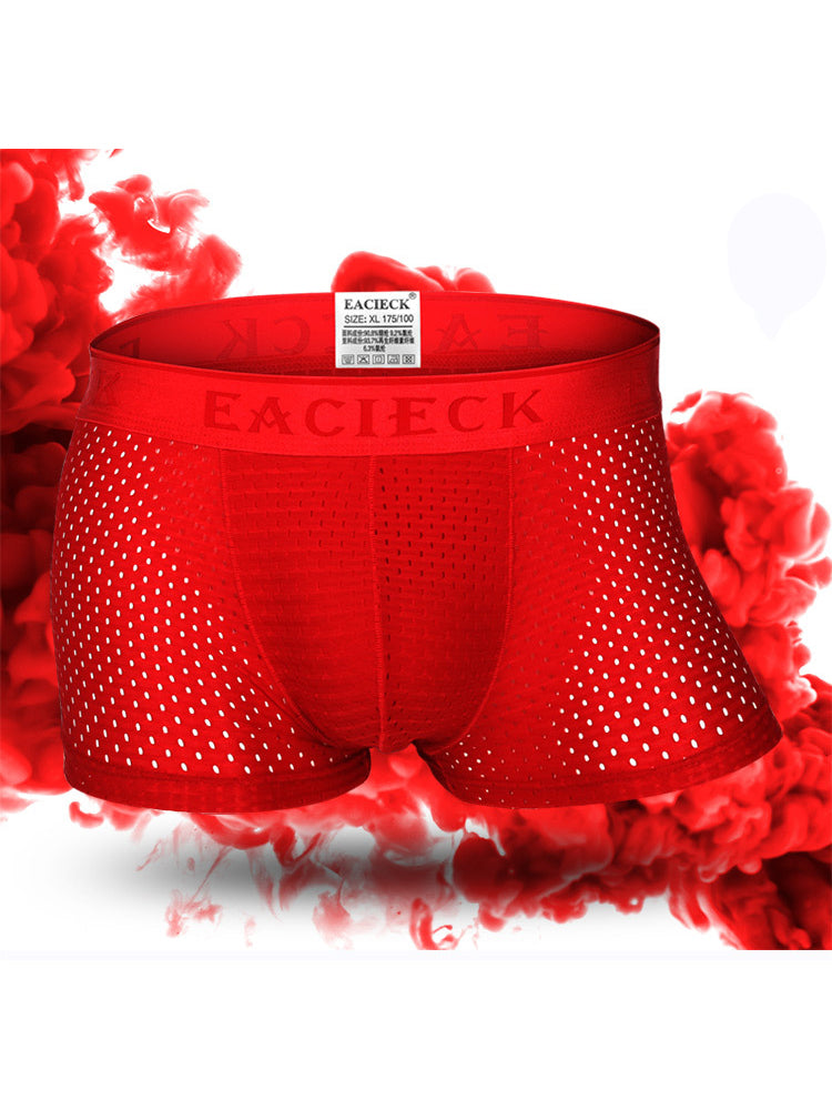 Men's Mesh Thin Ice Silk High-Stretch Comfy Waistband Trunks