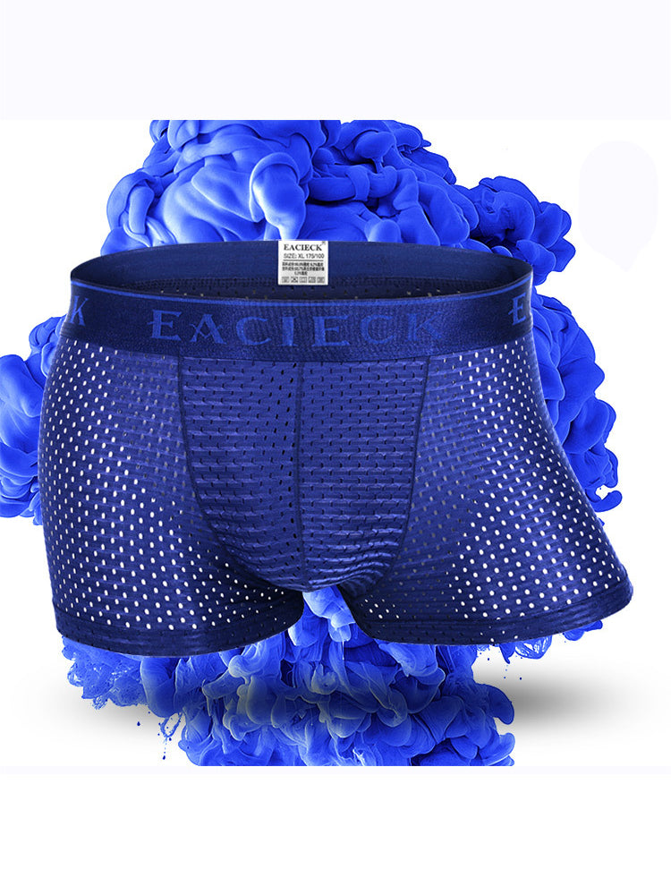 Men's Mesh Thin Ice Silk High-Stretch Comfy Waistband Trunks