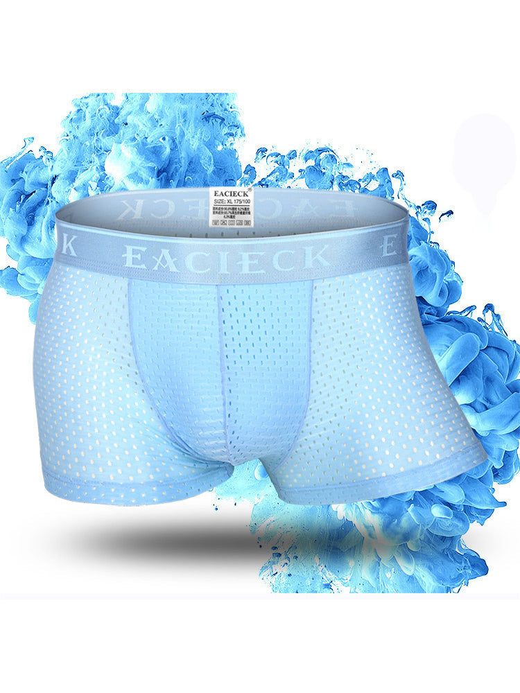 Men's Mesh Thin Ice Silk High-Stretch Comfy Waistband Trunks