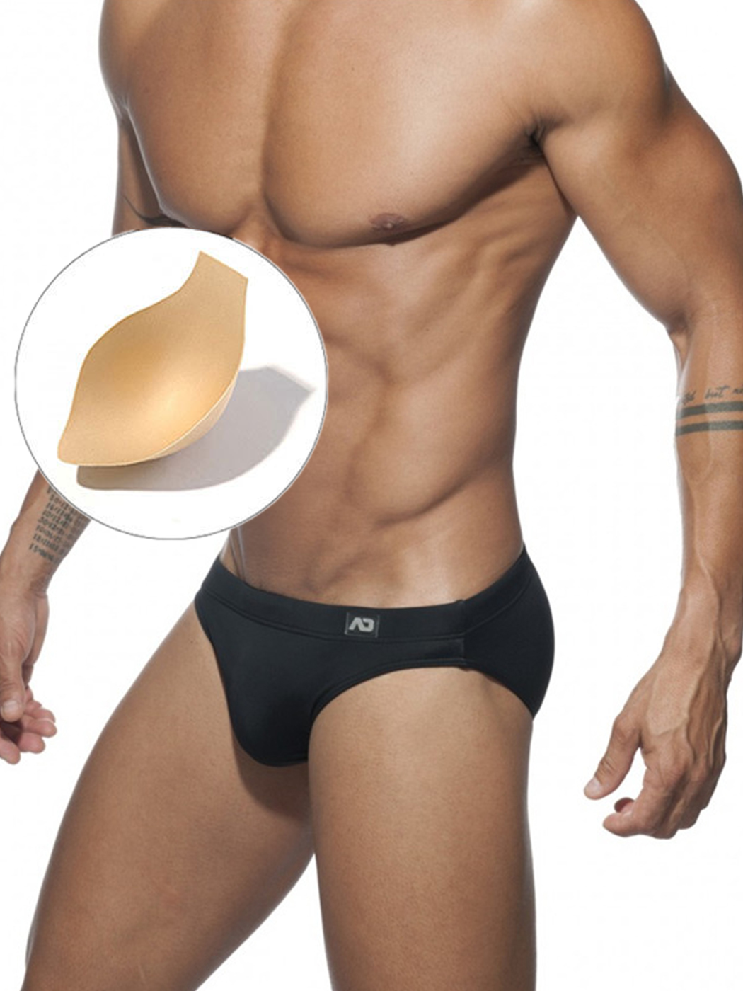 Men’s Solid Color Swim Briefs with Removable Pad