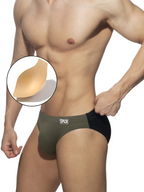 Men's Color Block Swim Briefs with Removable Pad