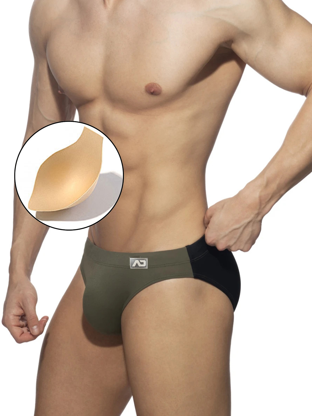 Men's Color Block Swim Briefs with Removable Pad