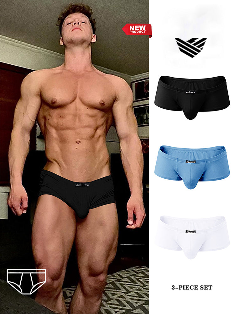 2 Pack Men's Comfy Low-rise Contoured Pouch Trunks