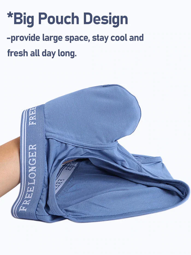 FreeLonger Men's Comfy Separate Support Pouch Trunks