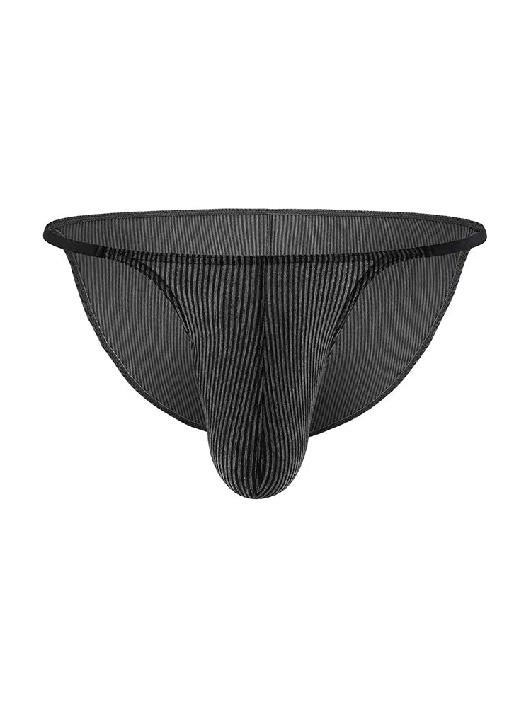 3 Pack Men's Low-Rise Striped Camisole Briefs with Raised Pockets