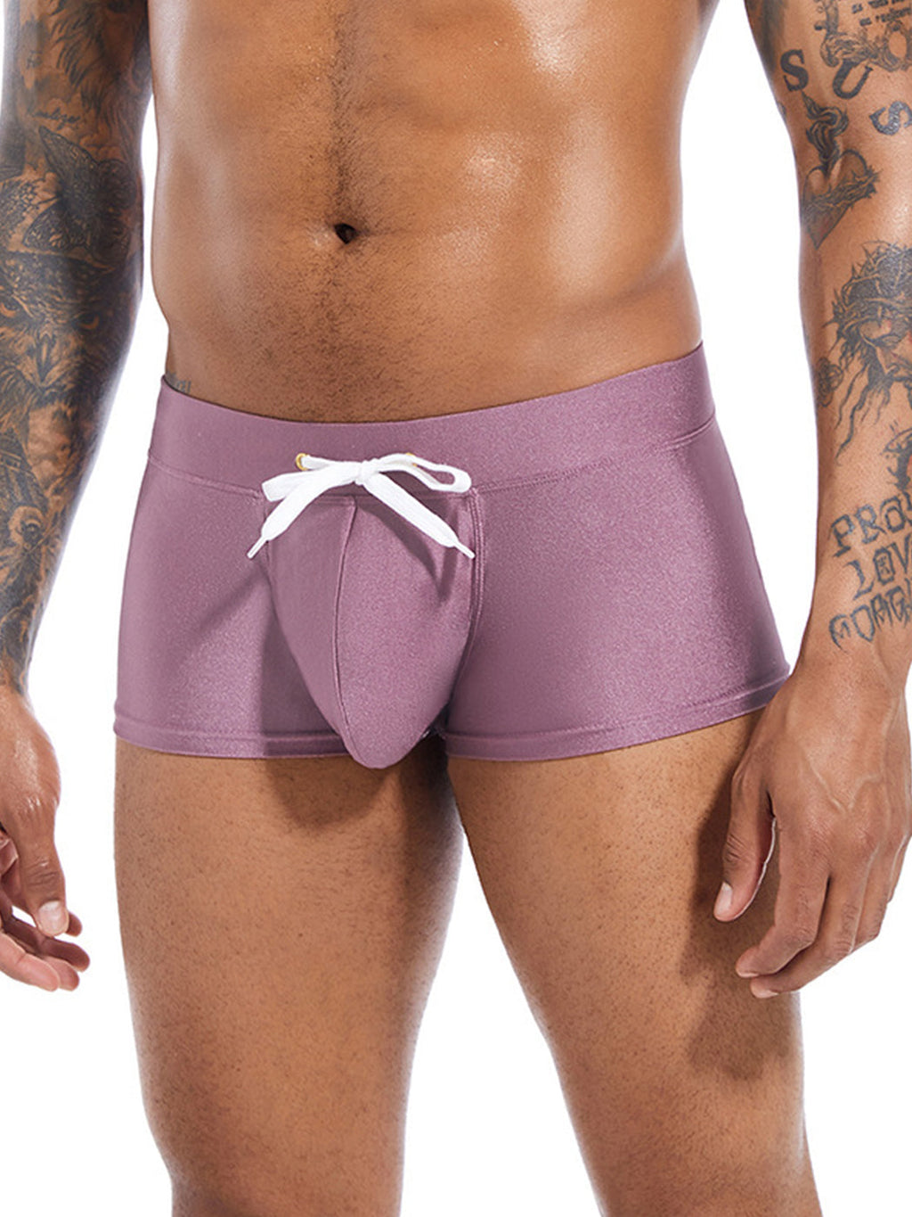 Men’s U Convex Pouch Swim Trunks with Drawstring