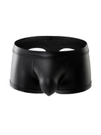 2-pack Men's Leather Hollow Hip-revealing Large Pouch Boxer Briefs