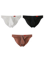 3 Pack Men's Ice Silk High-Elastic Breathable Briefs for Sports