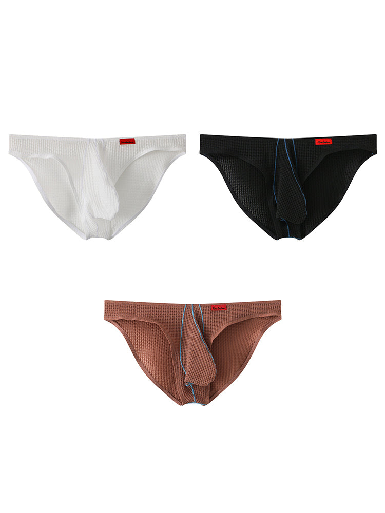 3 Pack Men's Ice Silk High-Elastic Breathable Briefs for Sports