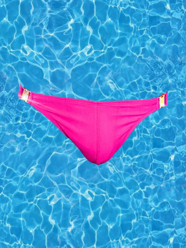 Men's Quick-Dry Odor-Control Solid Color Side Snap Swim Briefs