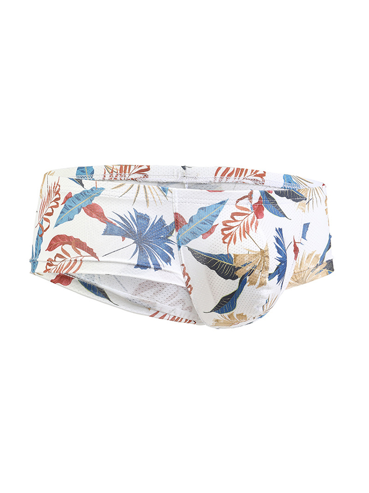 Men's Sexy Botanical Printed Mesh Underwear