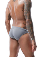 Mens U Convex Pouch Drawstring Solid Swimming Briefs